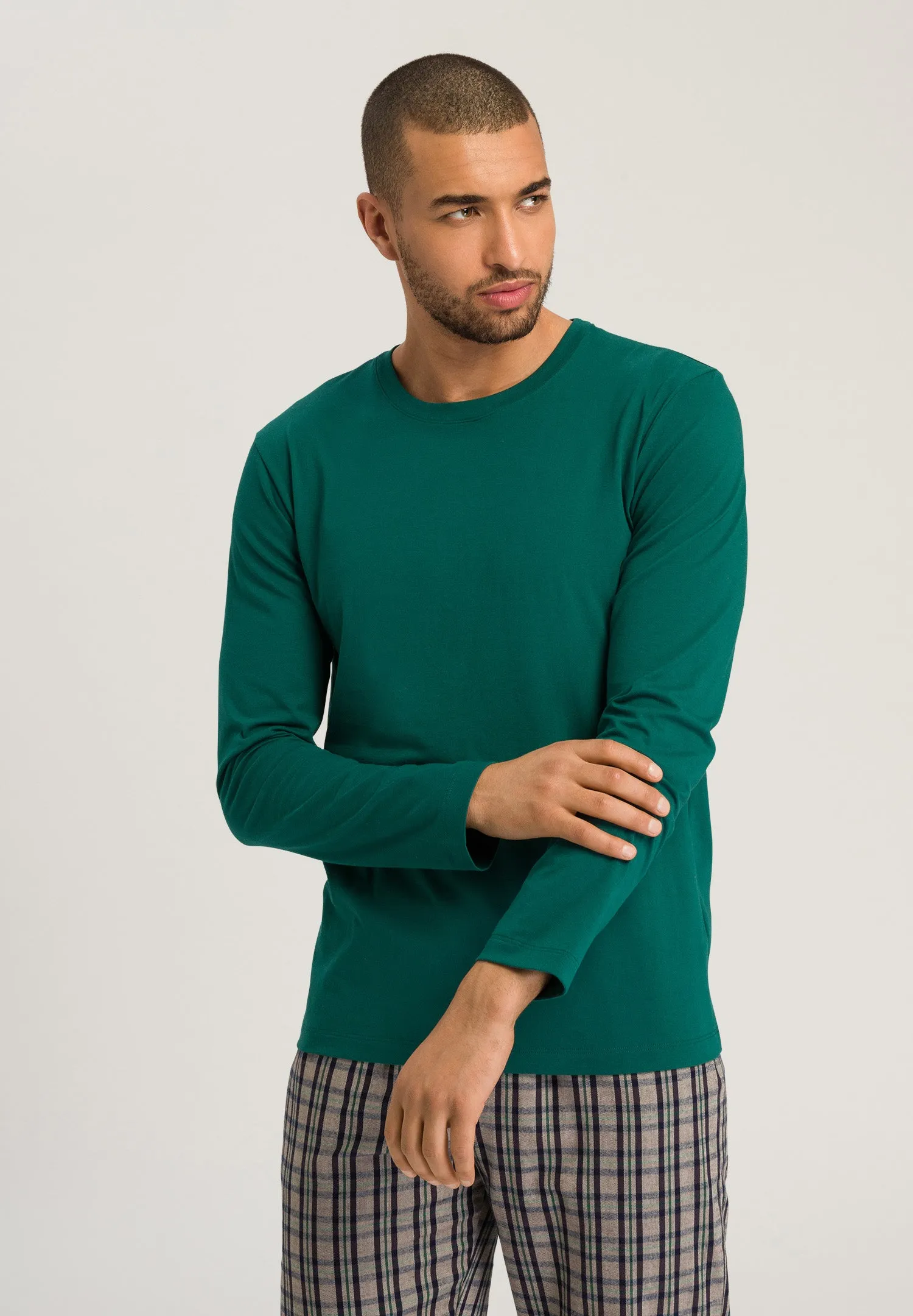 Living Shirts Cotton Crew Neck Top | Pine Green 75053-2748