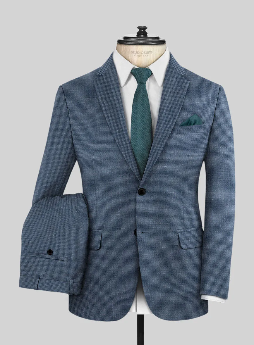 London Loom Blue Abelardo Wool Silk Linen Suit