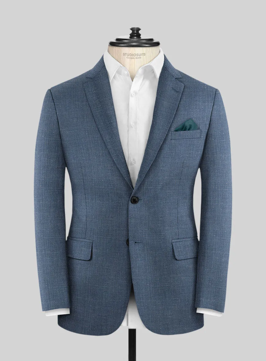 London Loom Blue Abelardo Wool Silk Linen Suit