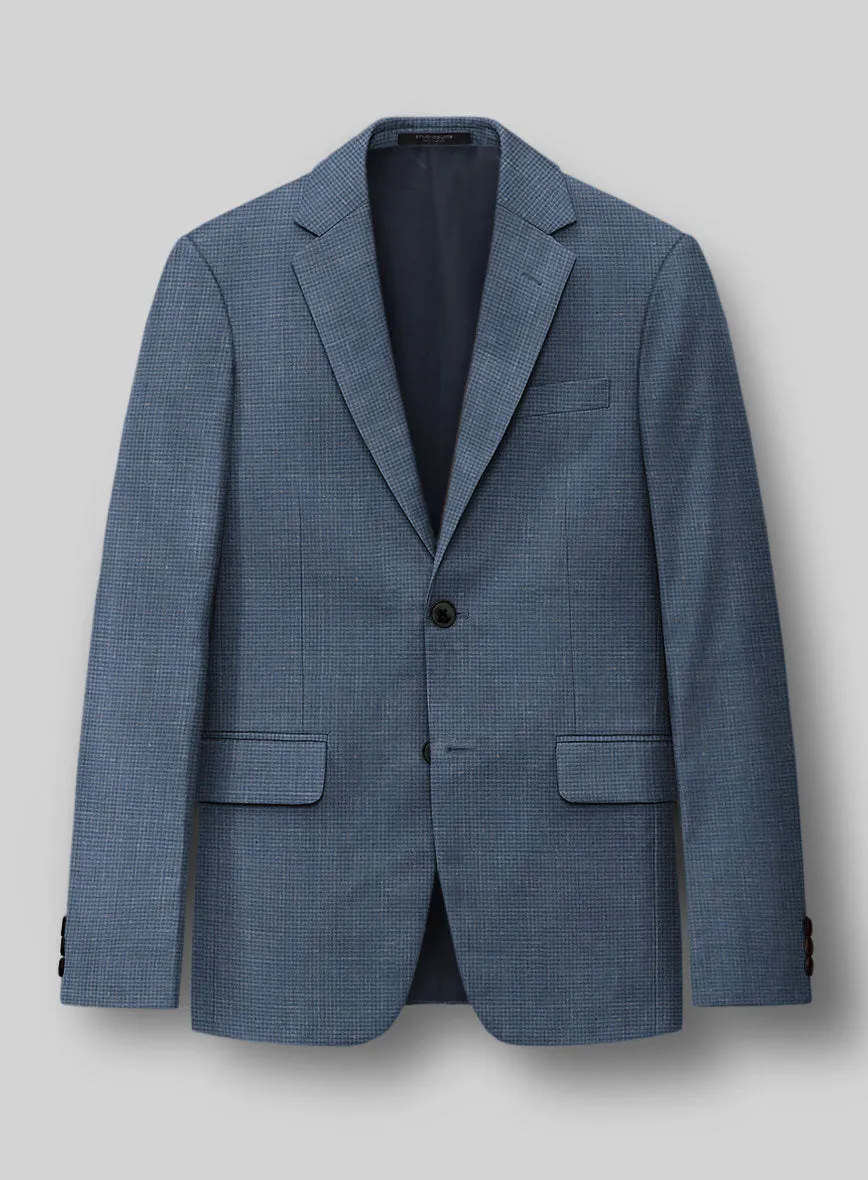 London Loom Blue Abelardo Wool Silk Linen Suit