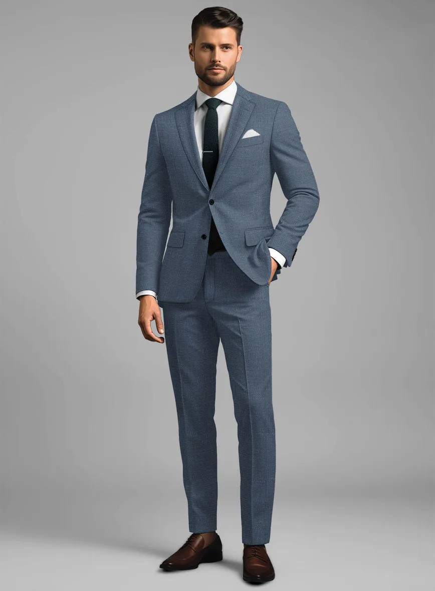 London Loom Blue Abelardo Wool Silk Linen Suit