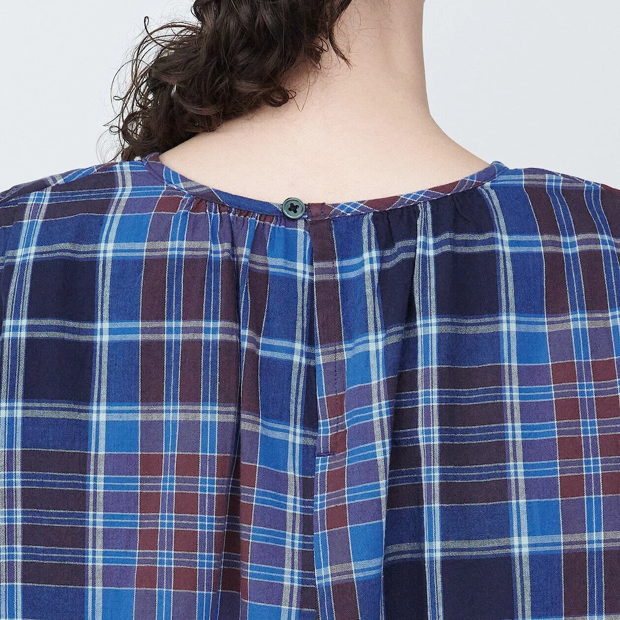 Madras Check Crewneck Sleeveless Blouse