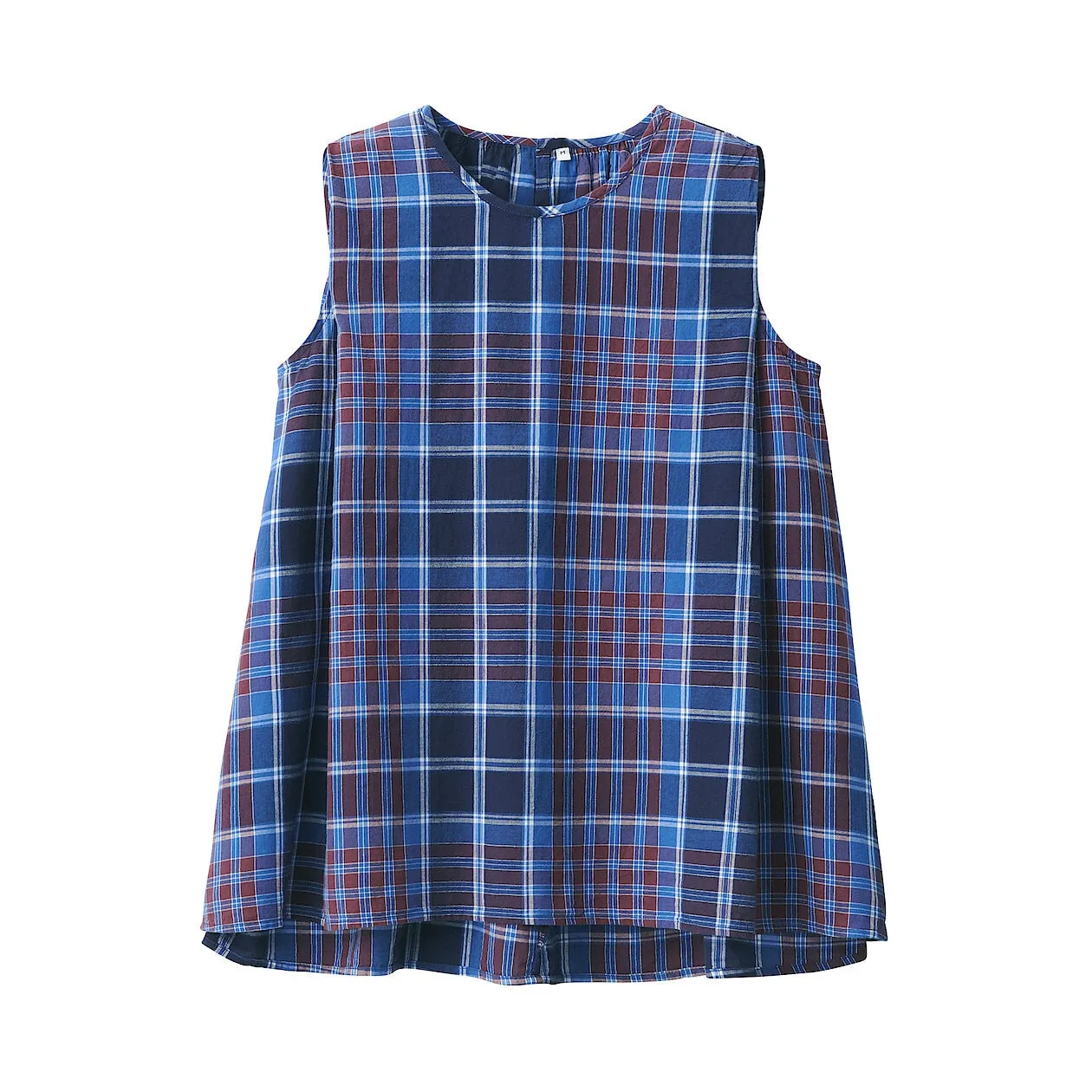 Madras Check Crewneck Sleeveless Blouse