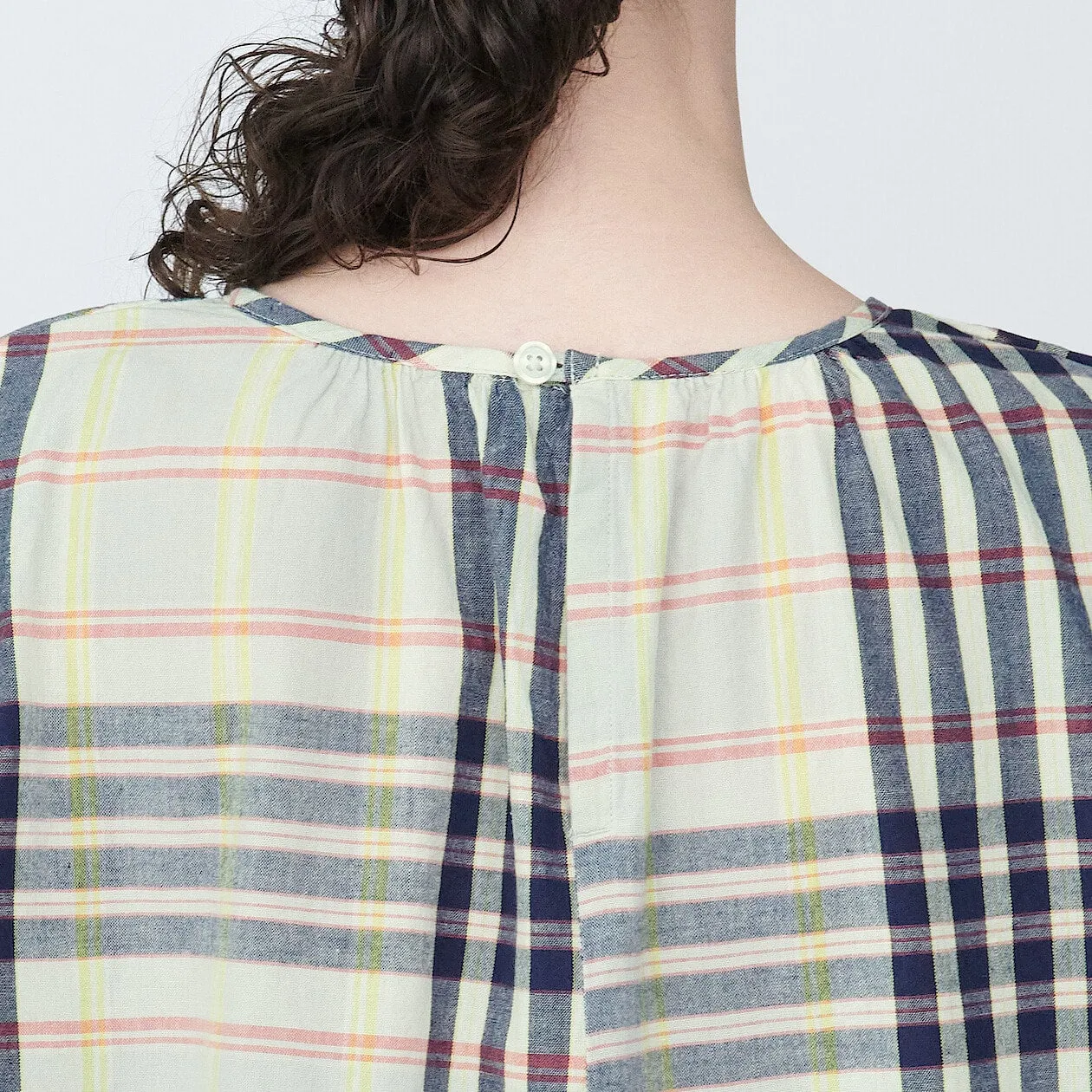 Madras Check Crewneck Sleeveless Blouse