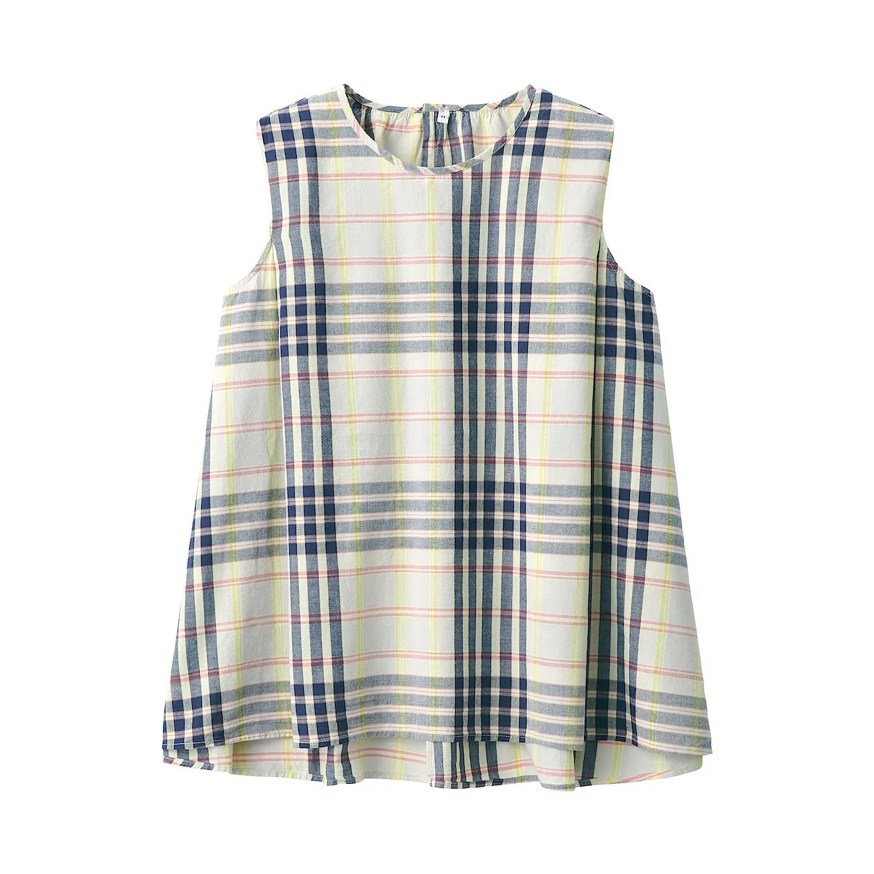 Madras Check Crewneck Sleeveless Blouse