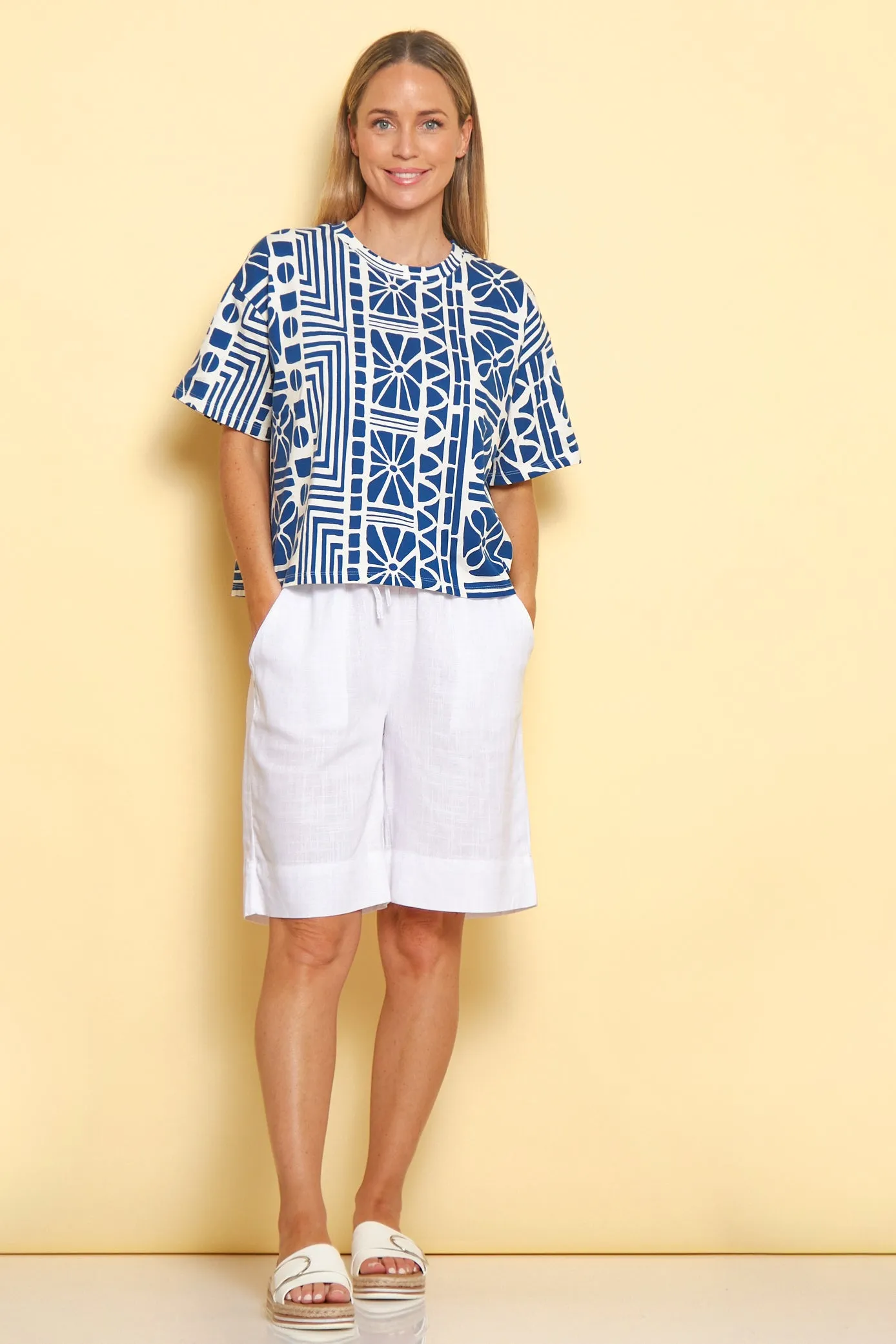 Marissa Cotton & Linen Shorts - White