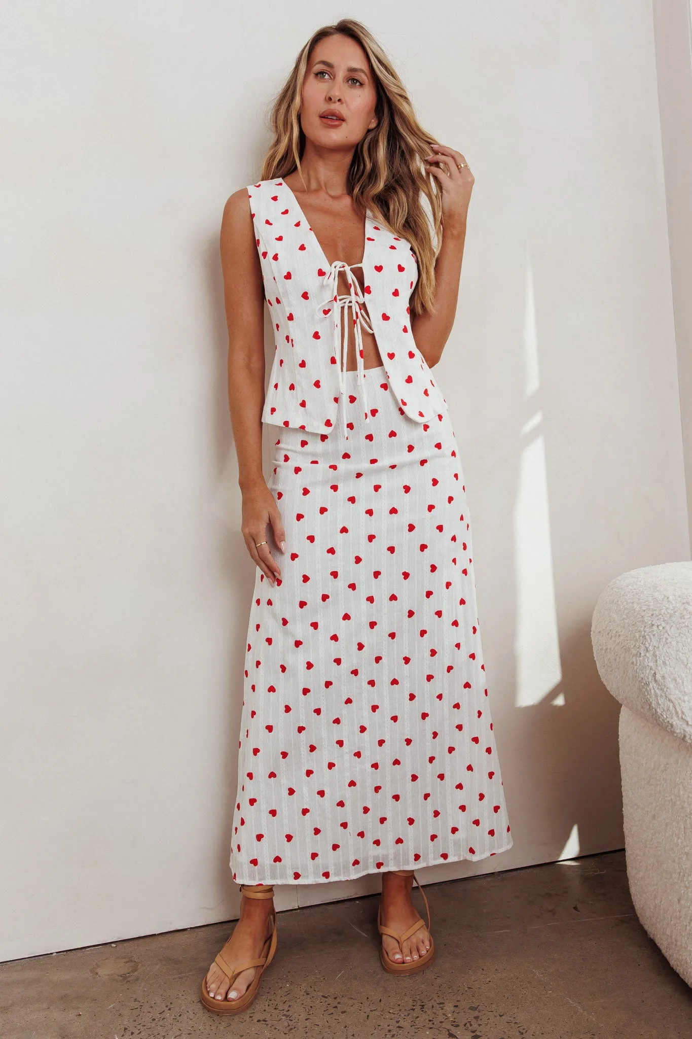 Meet Me There Maxi Skirt Hearts White