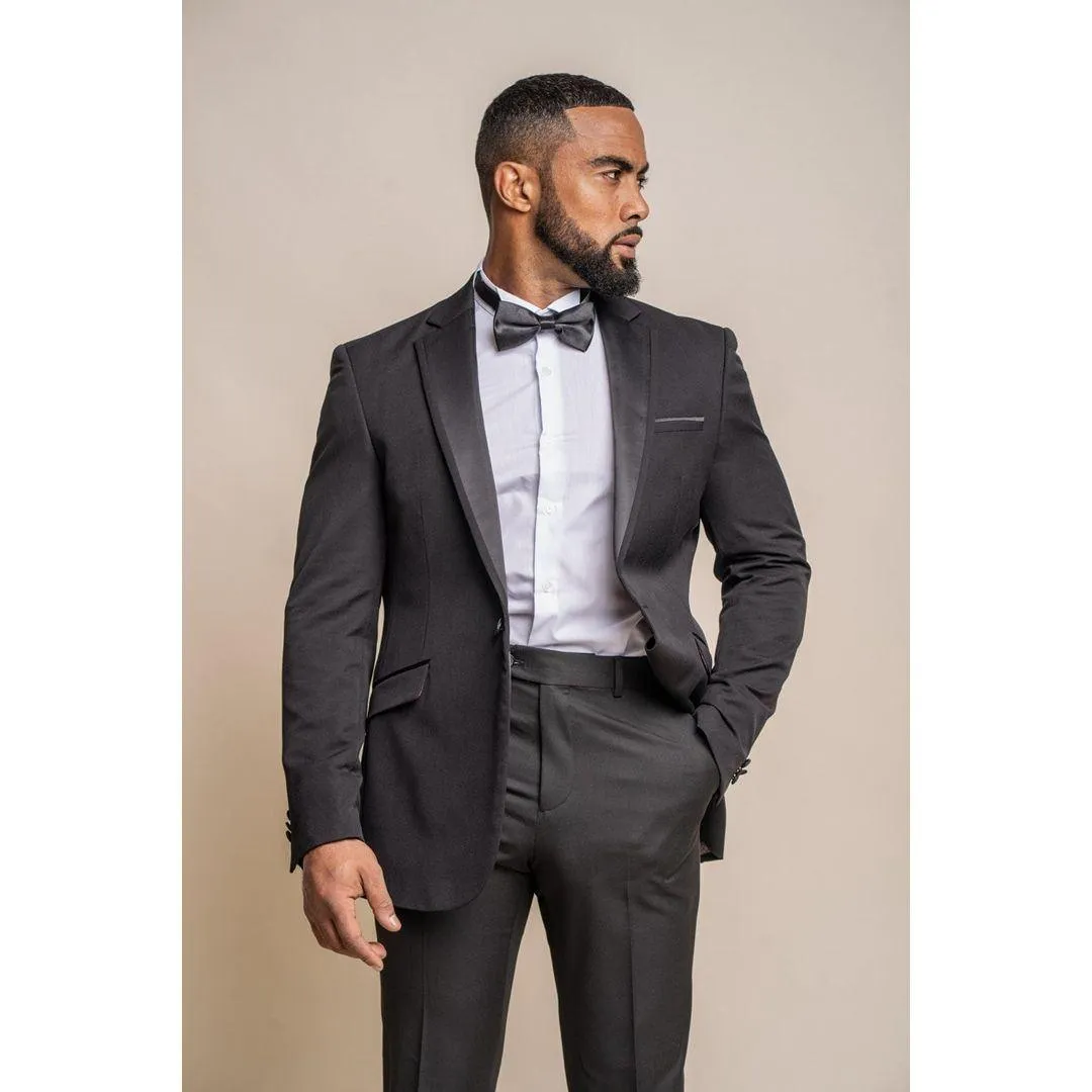 Mens Black Classic 2 Piece Tuxedo Peak Collar Suit