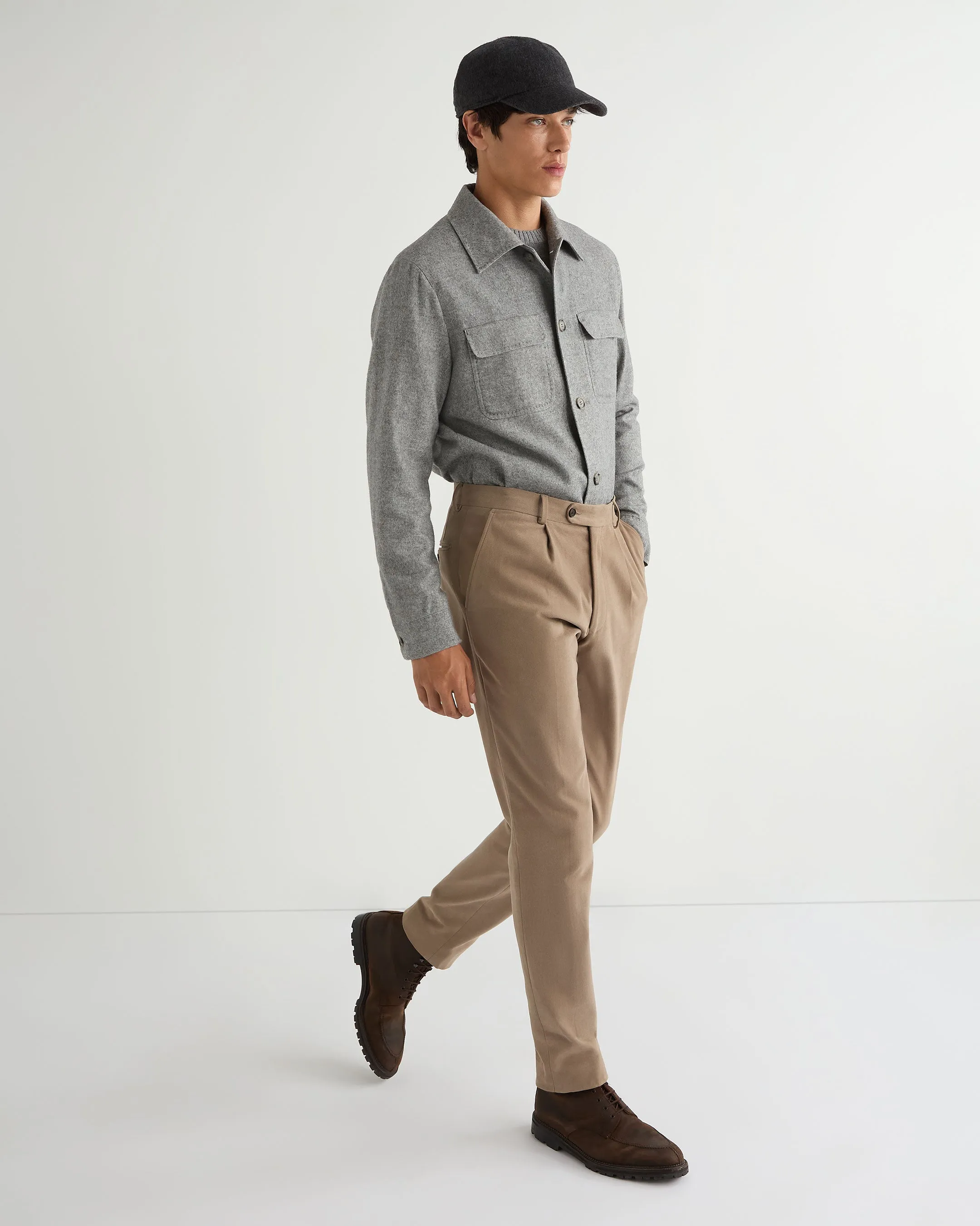 Men's Scala Herringbone Overshirt Grey