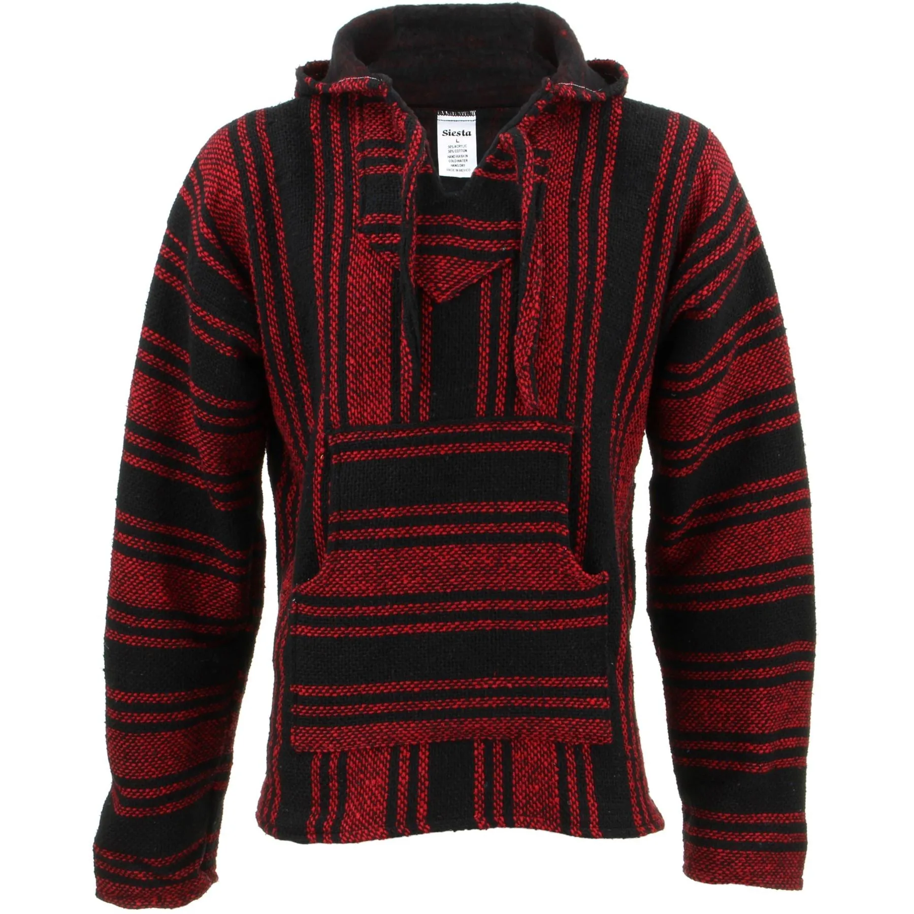 Mexican Baja Jerga Hoody - Red & Black