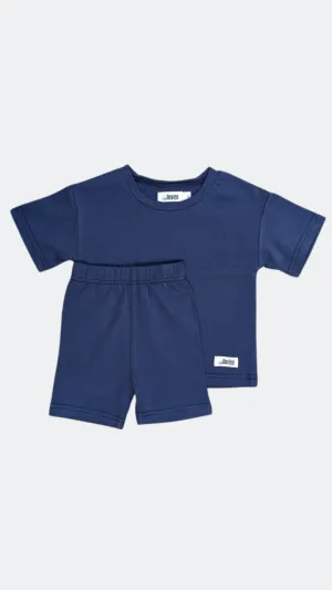 Midnight Blue T-Shirt and Biker Shorts Set