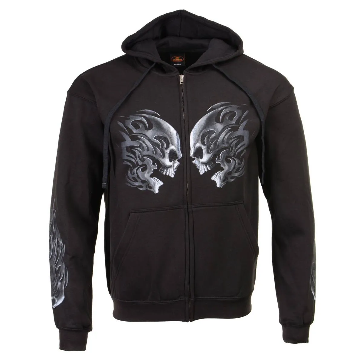 Milwaukee Leather MPMH118001 Men’s ‘Head Butt Skulls’ Black Hoodie