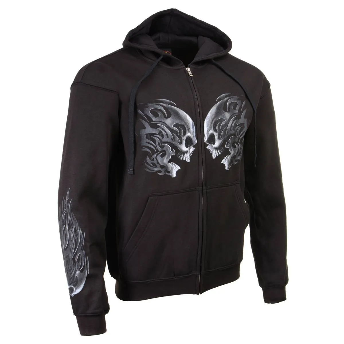 Milwaukee Leather MPMH118001 Men’s ‘Head Butt Skulls’ Black Hoodie