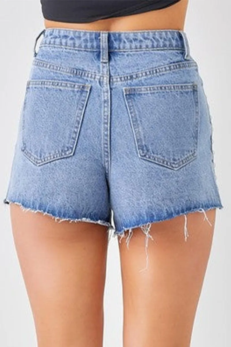 Missy High Waist Studded Denim Shorts