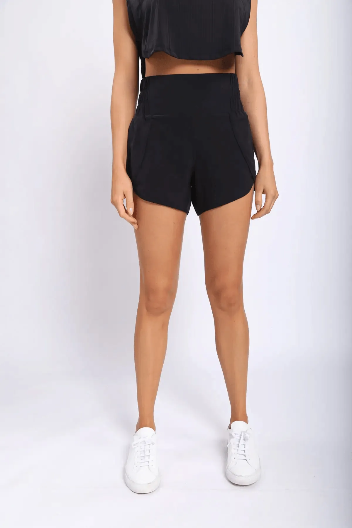 Mono B High-Waisted Athleisure Split Shorts - Black