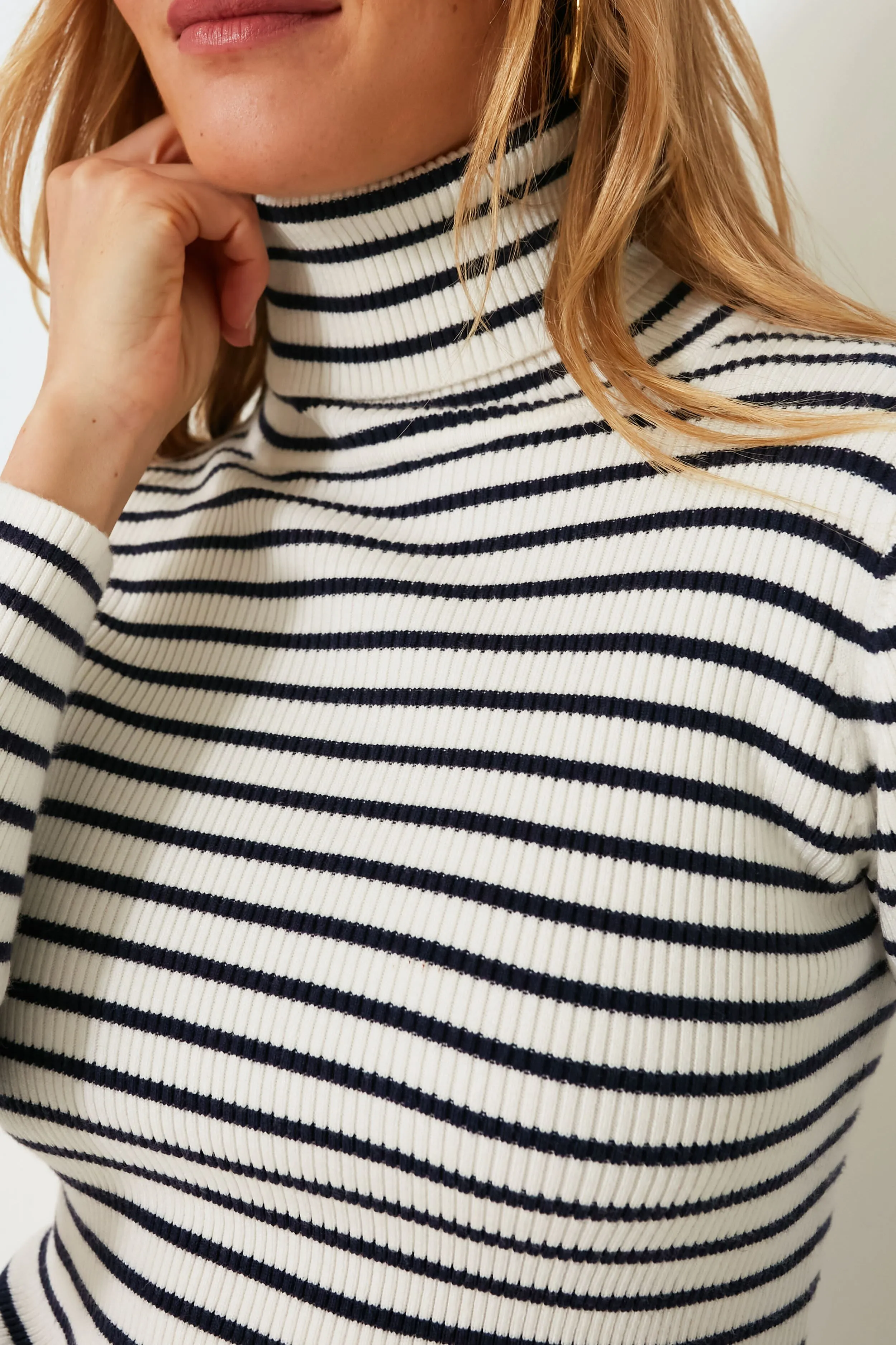 Navy Stripe Arlo Ribbed Turtleneck