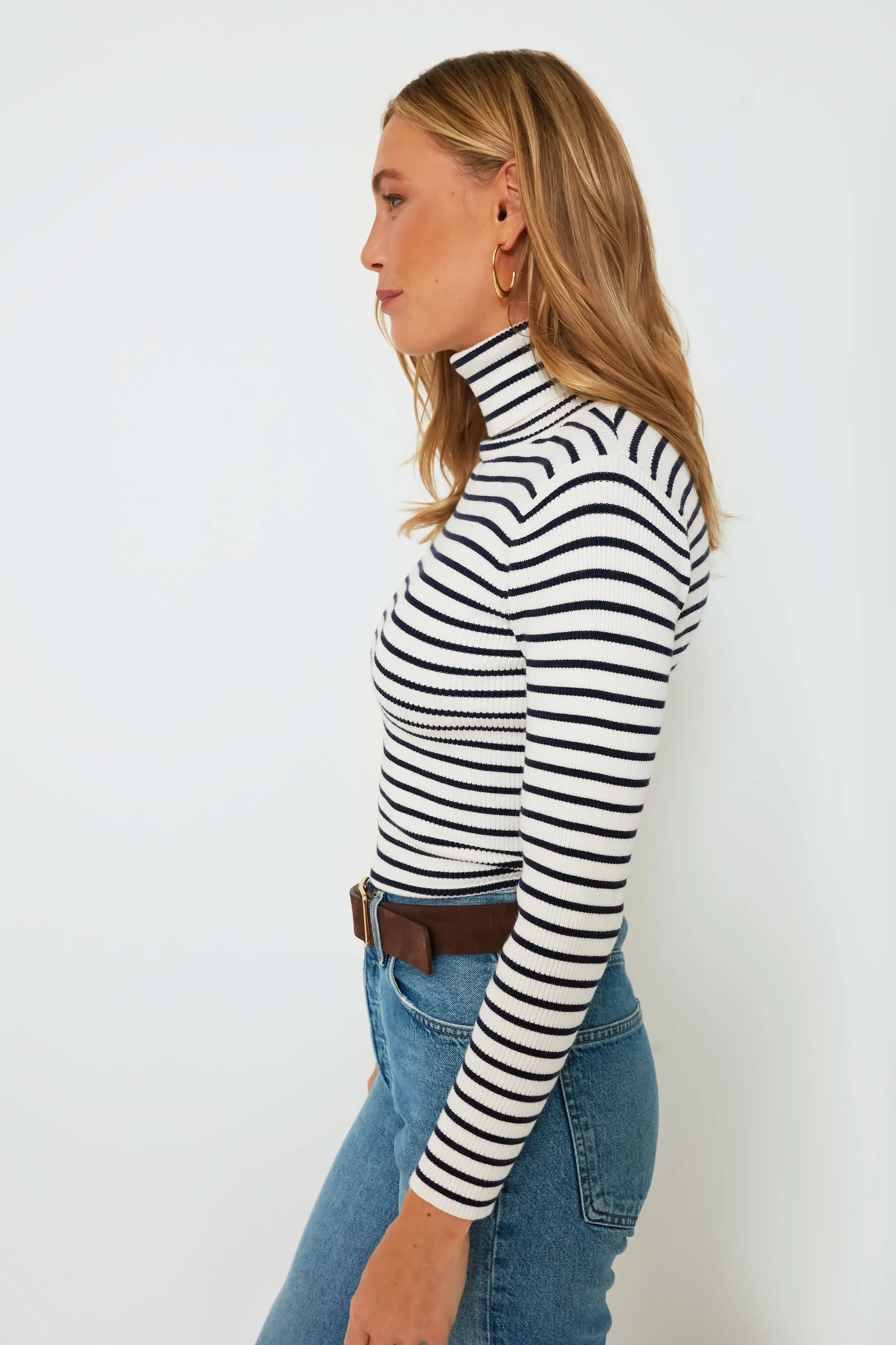 Navy Stripe Arlo Ribbed Turtleneck