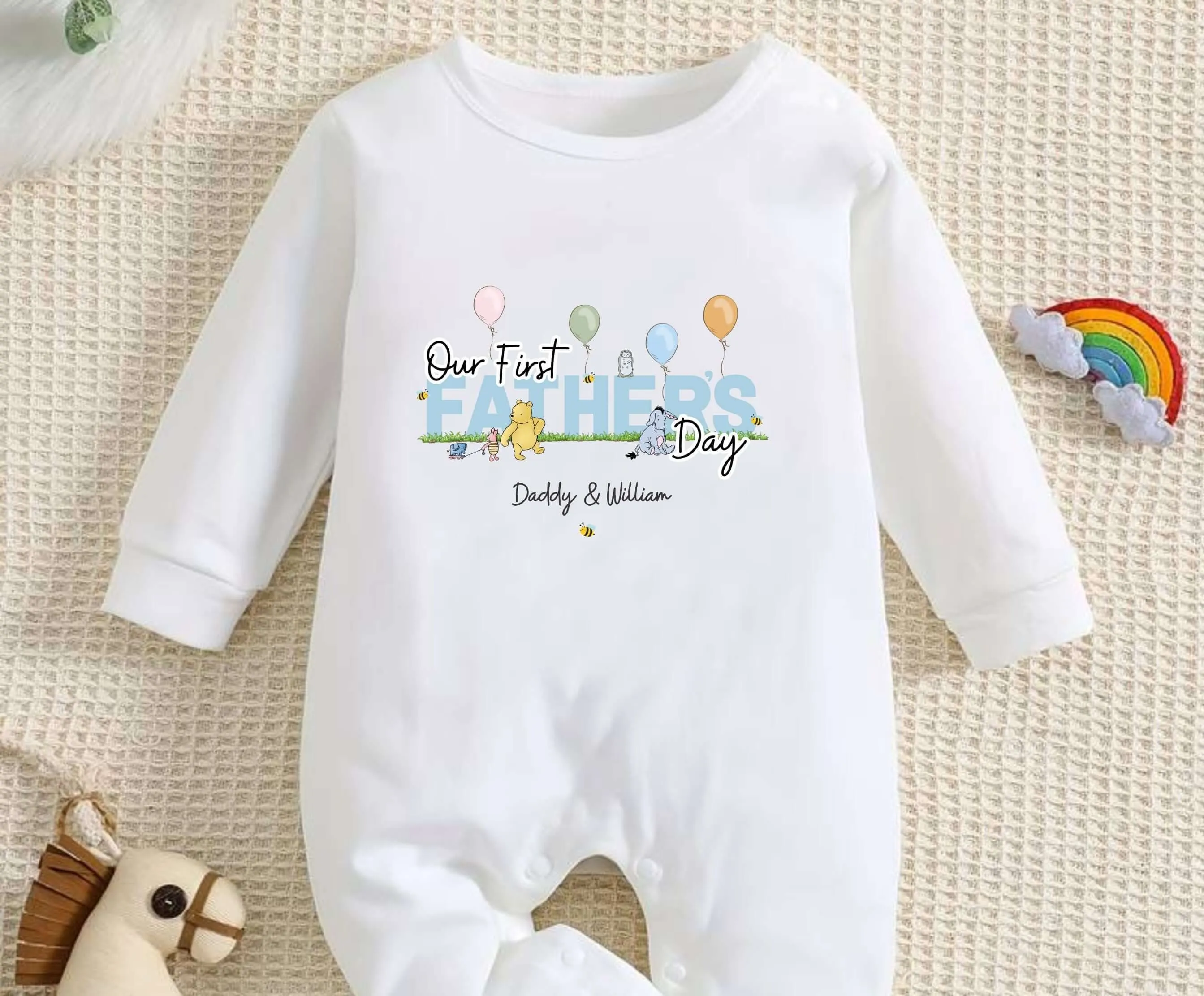 Our First Father's Day - Winnie the Pooh Baby Outfit (First Father's Day 1st Father's Day Daddy Dad Father's Day) (Copy)