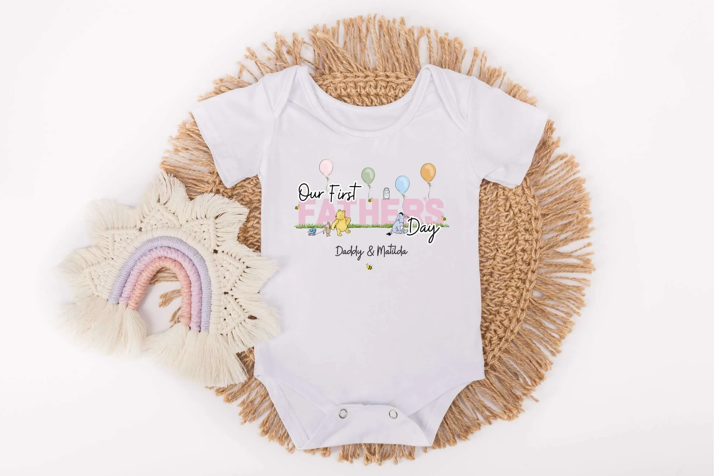 Our First Father's Day - Winnie the Pooh Baby Outfit (First Father's Day 1st Father's Day Daddy Dad Father's Day) (Copy)