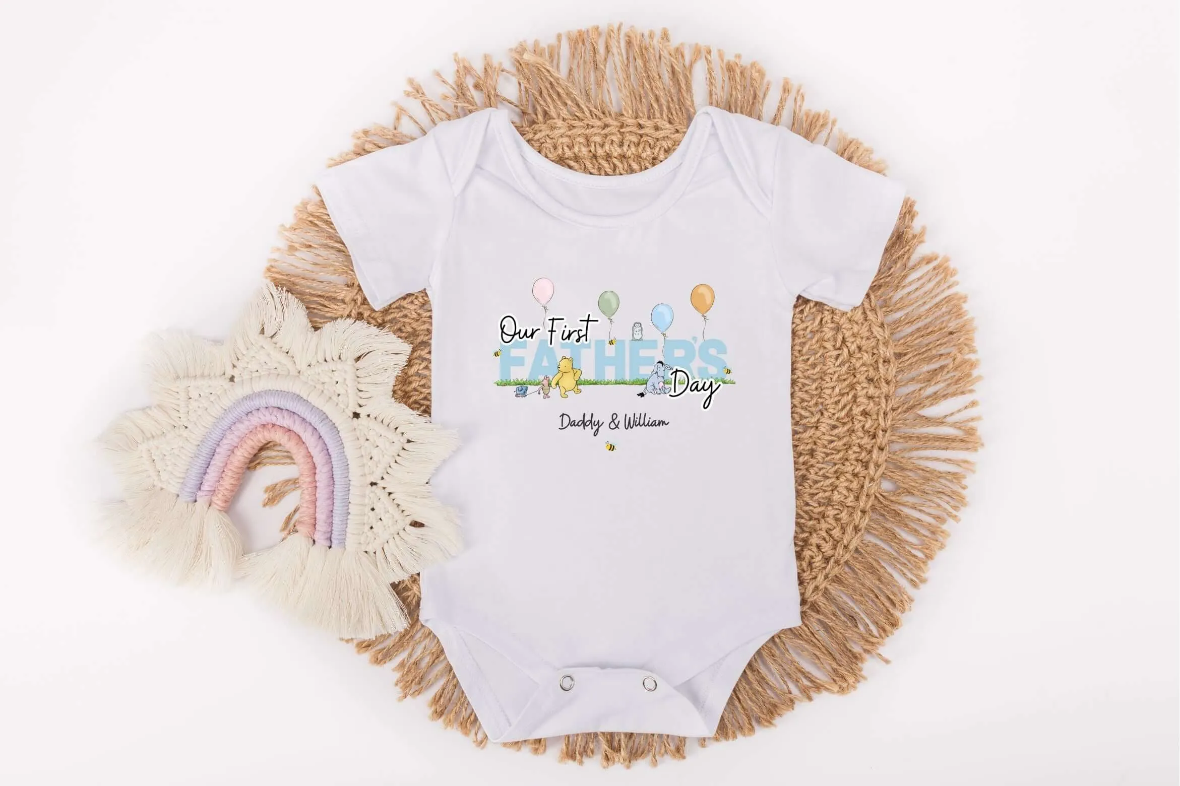 Our First Father's Day - Winnie the Pooh Baby Outfit (First Father's Day 1st Father's Day Daddy Dad Father's Day) (Copy)