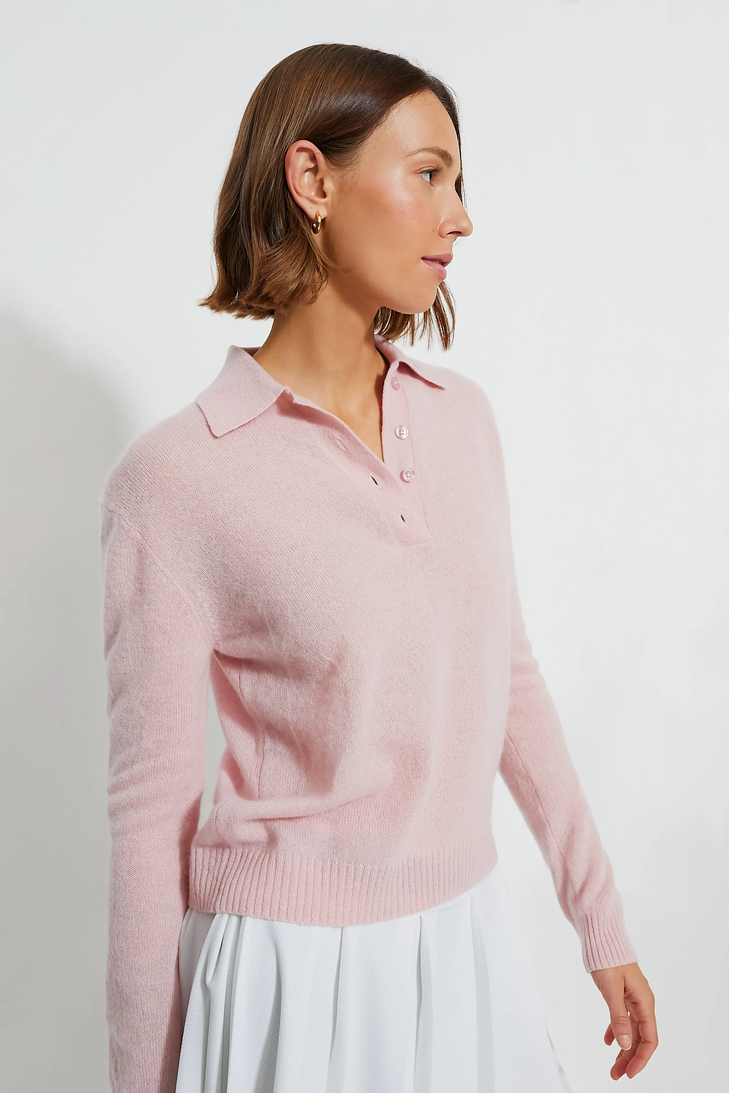 Pink Cashmere Cassidy Polo Sweater