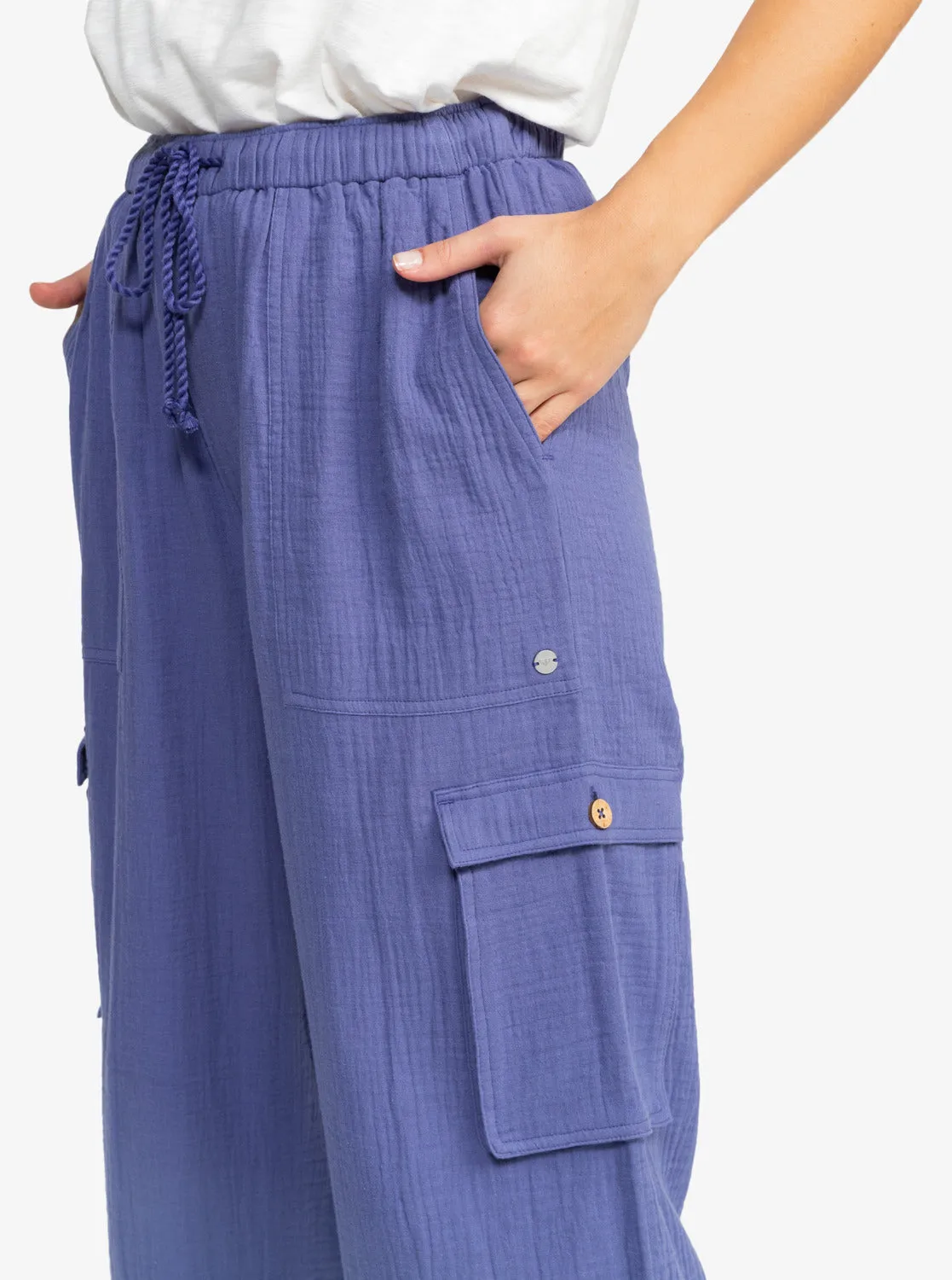 Precious Cargo Gauze High Waisted Pants - Marlin