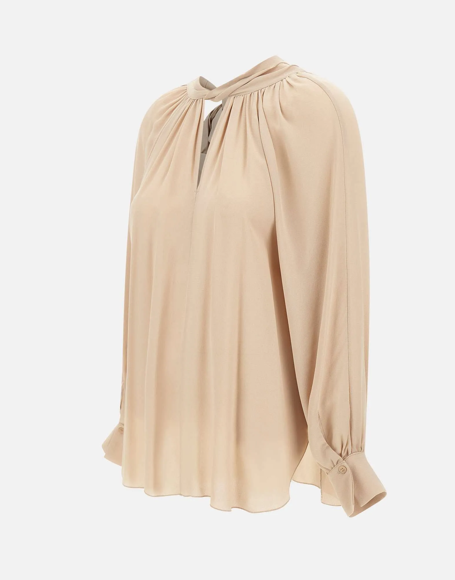 Rayon Puff Sleeve Nude Shirt