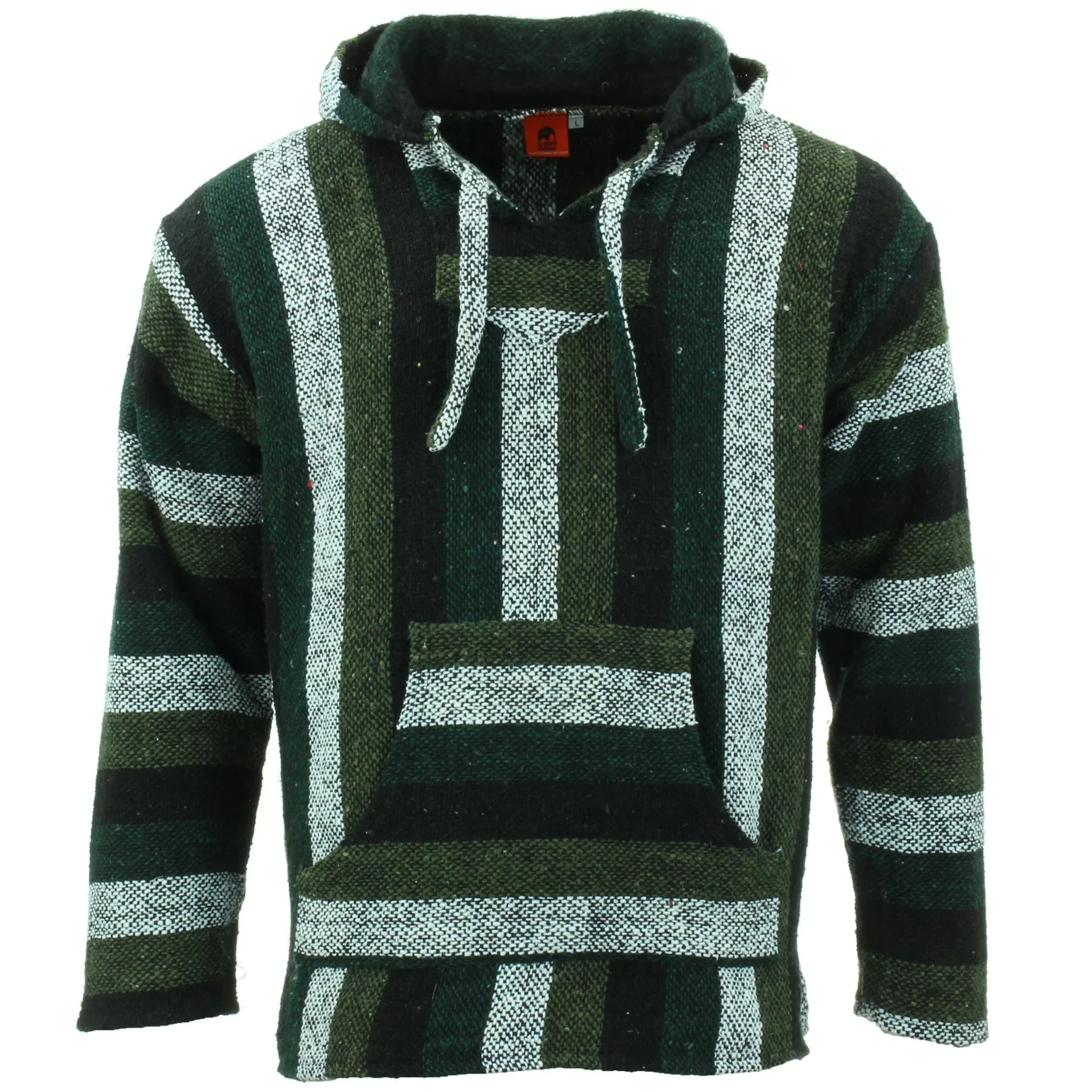 Recycled Mexican Baja Jerga Hoody - Green Mix