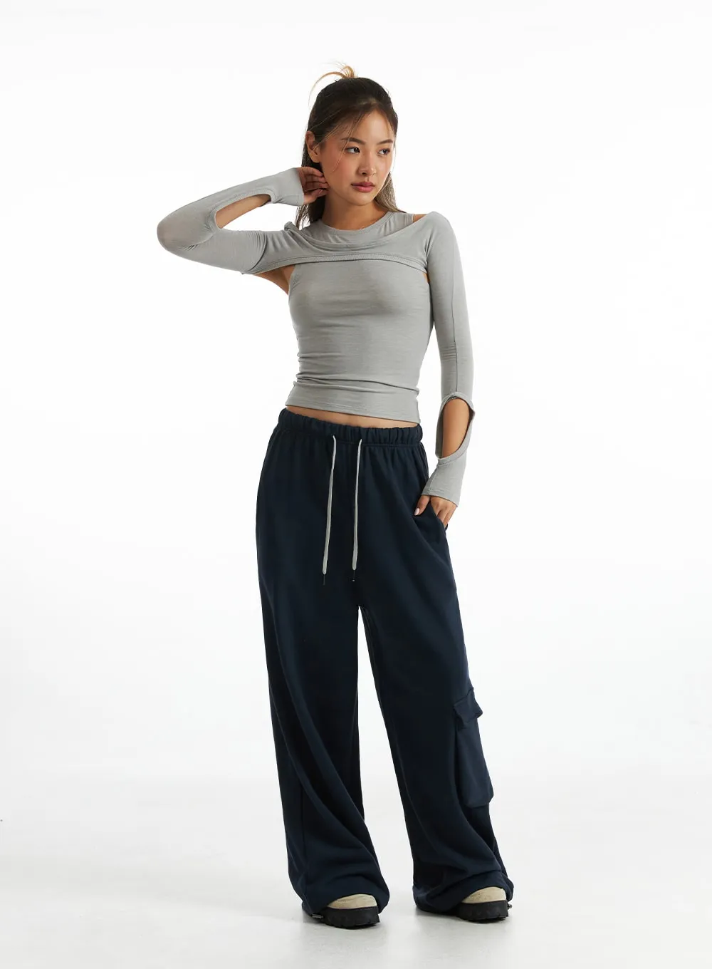 Relaxed Drawstring Cargo Pants CO318