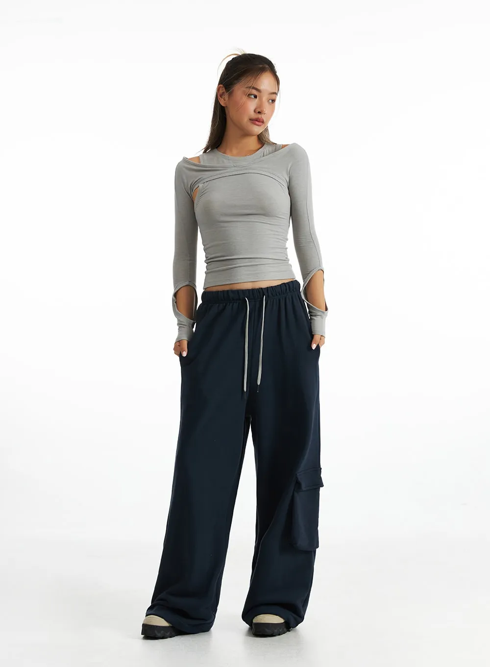 Relaxed Drawstring Cargo Pants CO318