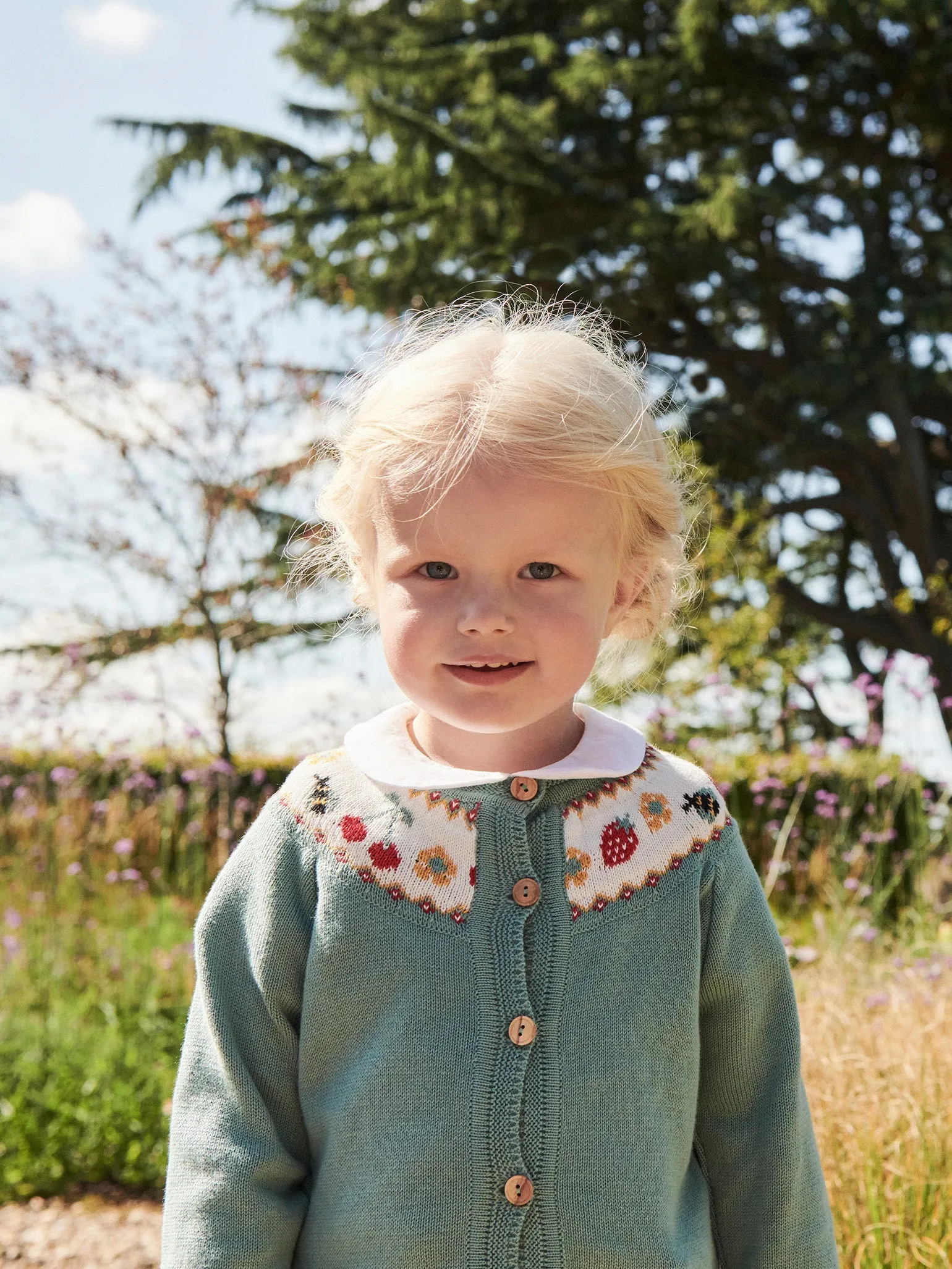 Sage Green Verano Cotton Baby Girl Cardigan