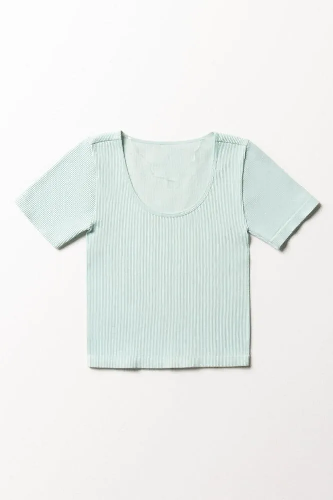 Seamless Short Sleeve T-Shirt Aqua