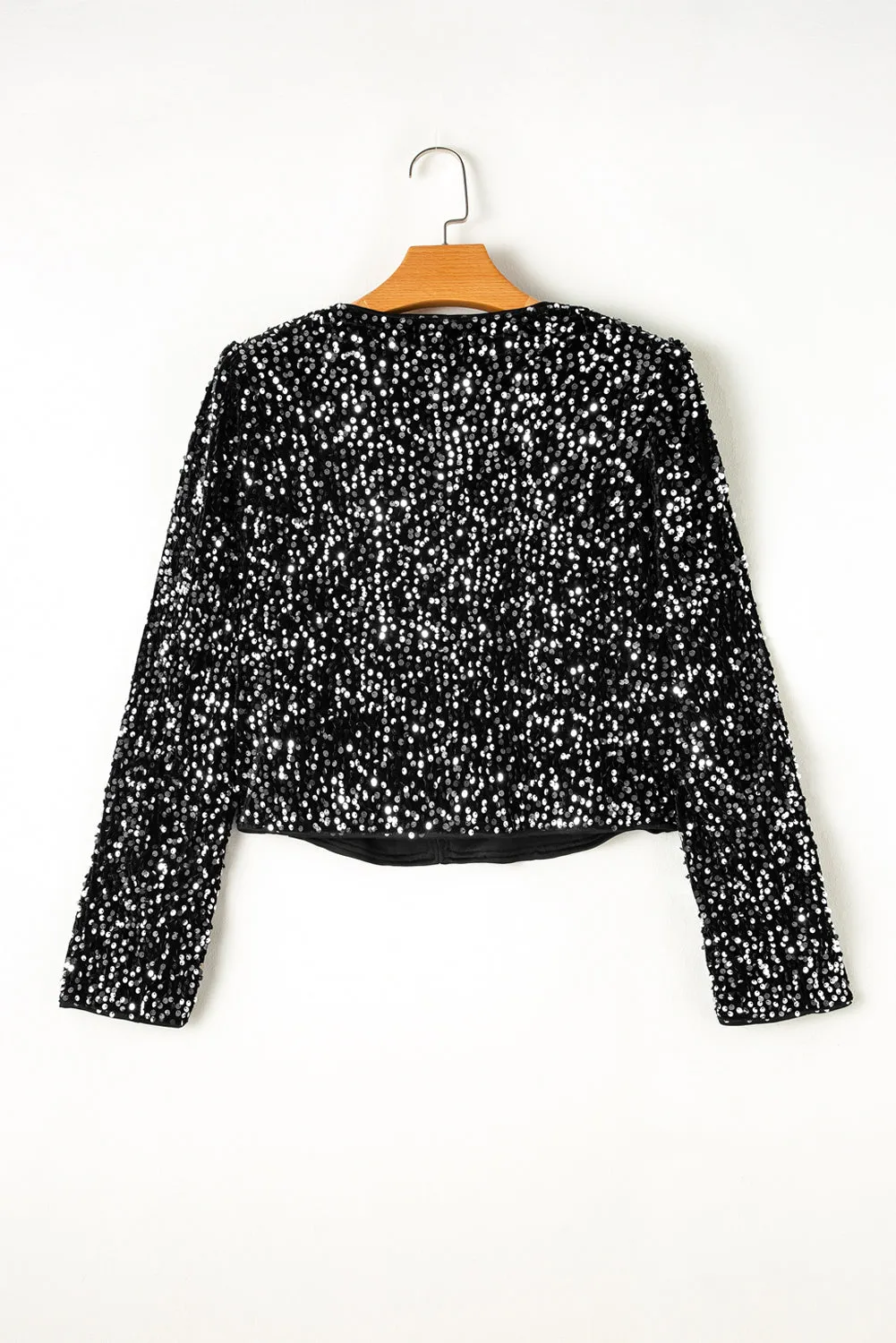 Sequin Open Front Cropped Jacket