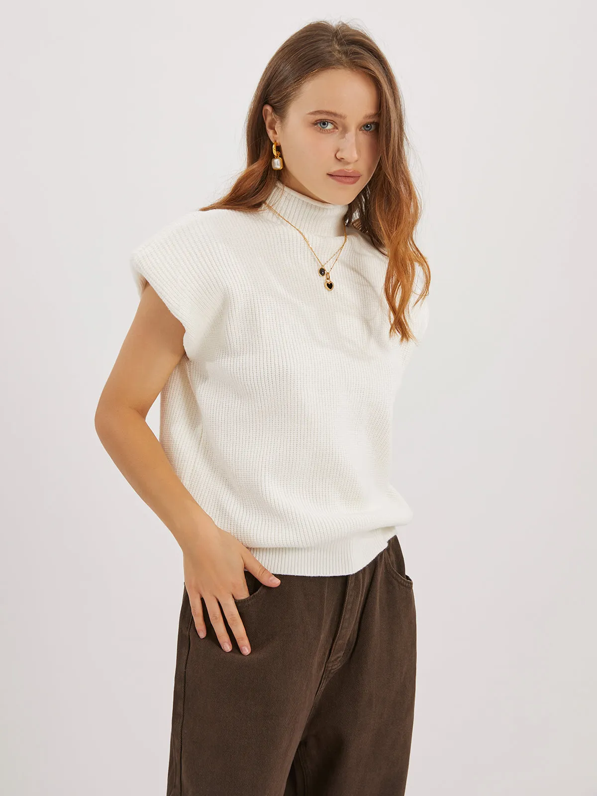 Snowflake Mock Graceful Neck Sweater Vest