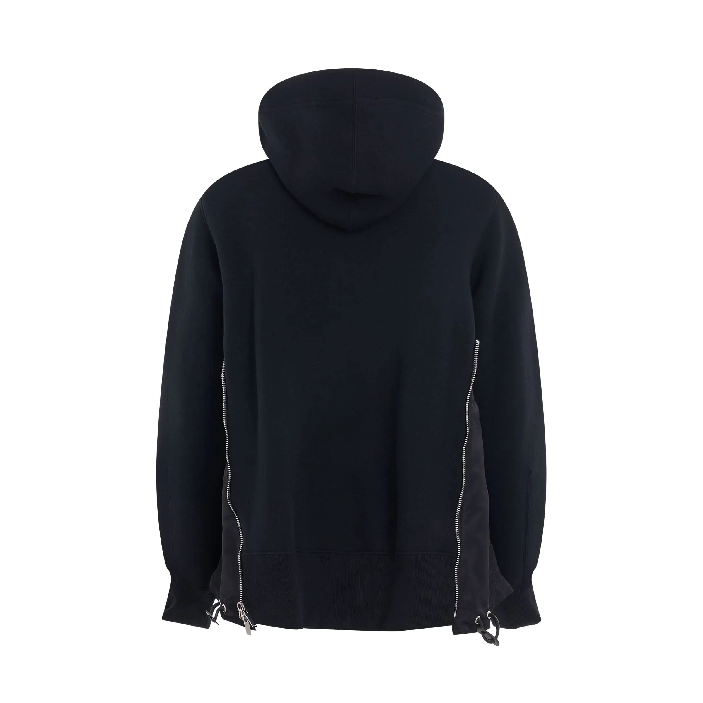 Sponge Sweat & Nylon Twill Hoodie in Black