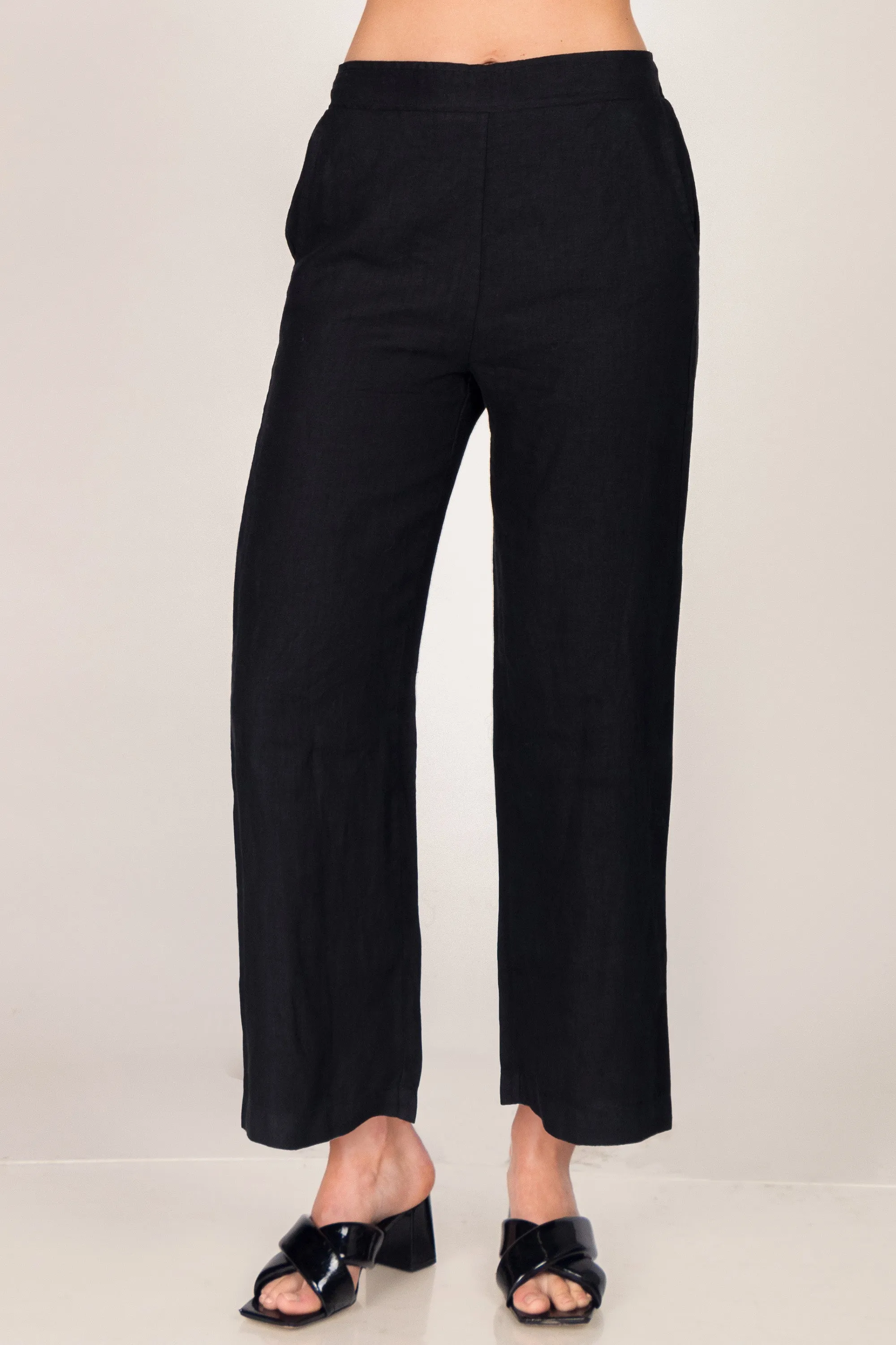 Straight Leg Lined Linen Pants