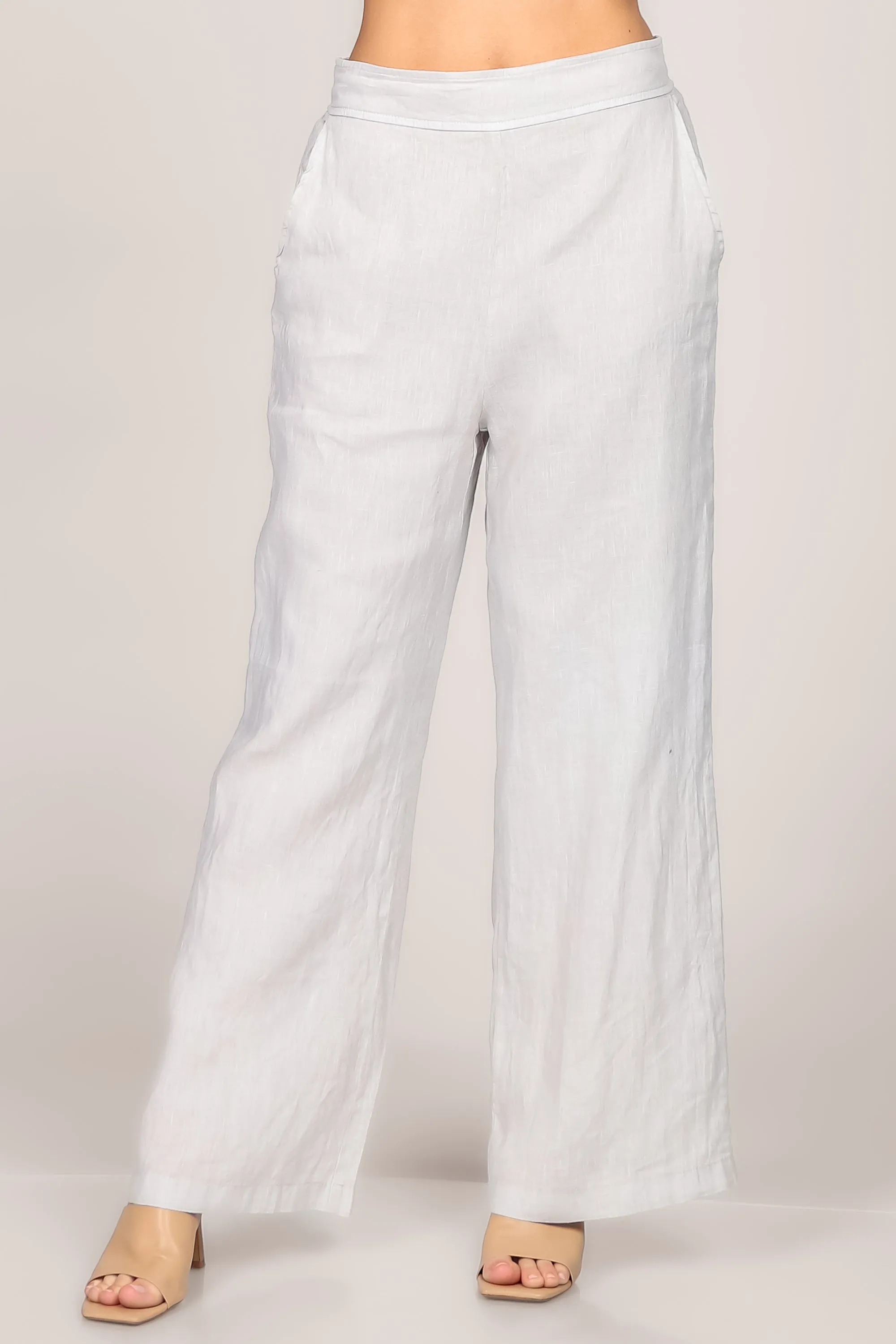 Straight Leg Lined Linen Pants