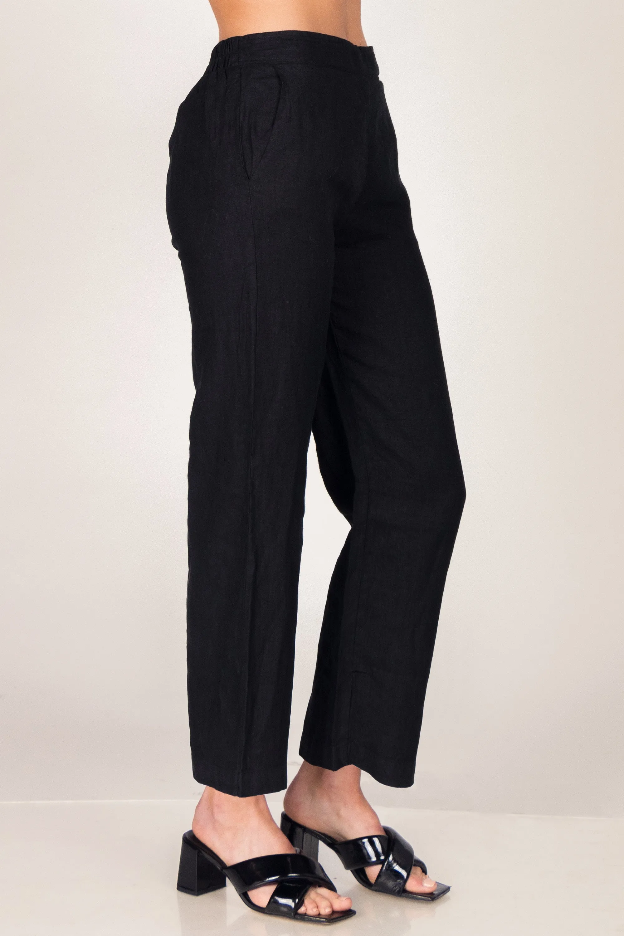 Straight Leg Lined Linen Pants