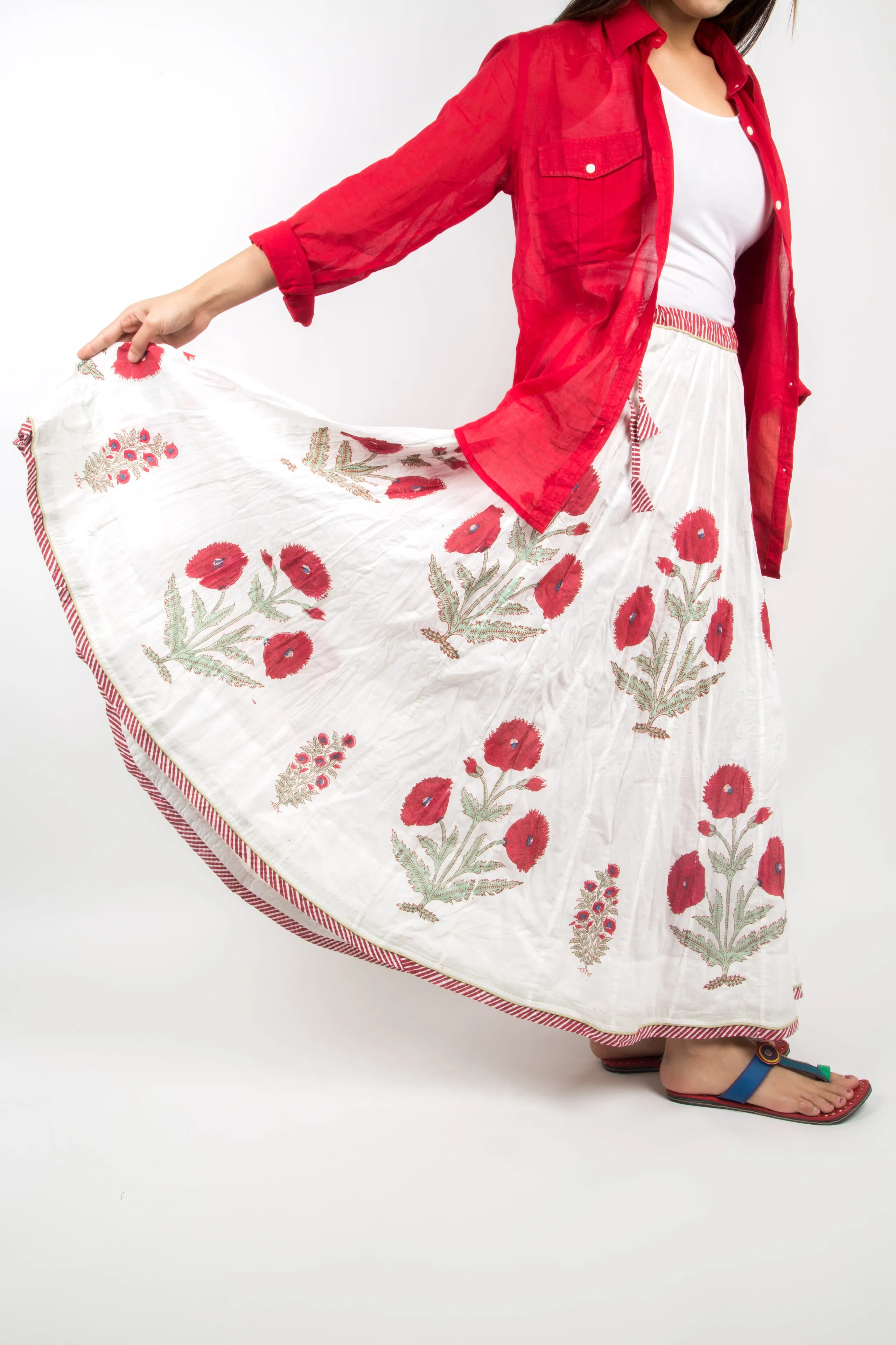 Swing Skirt-Red Poppy