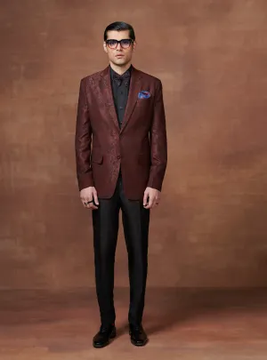 TIMELESS MAROON TEXTURED TUXEDO JACKET