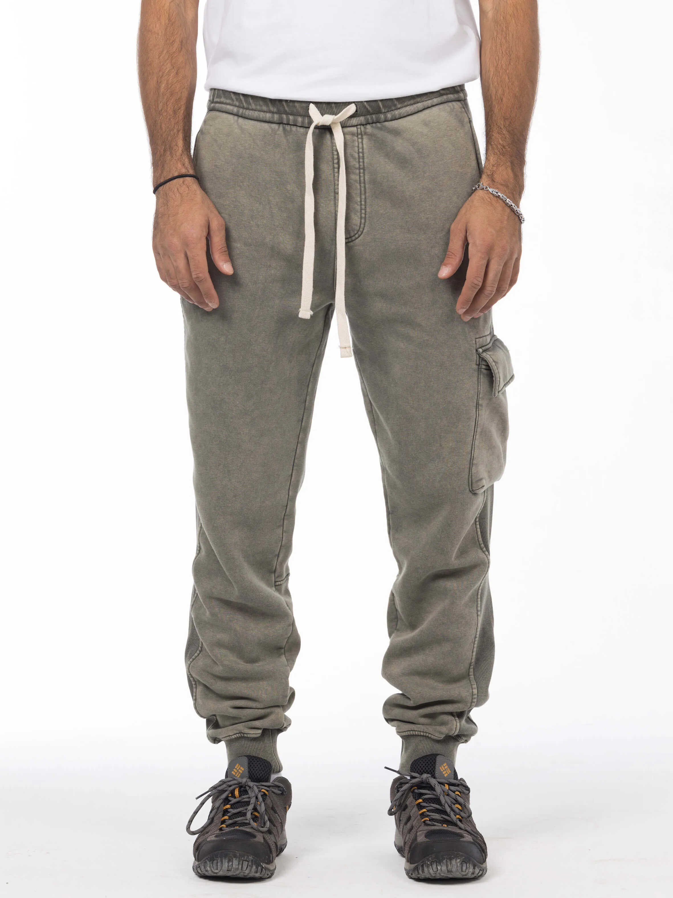 Unisex Acid Washed Winter Joggers - Olive