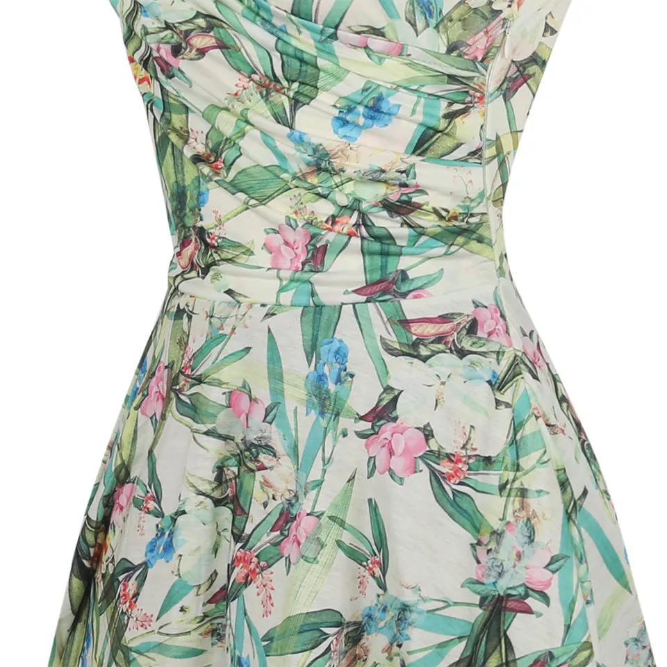 VenusFox Floral Print Short Sleeve Knee Length Dress