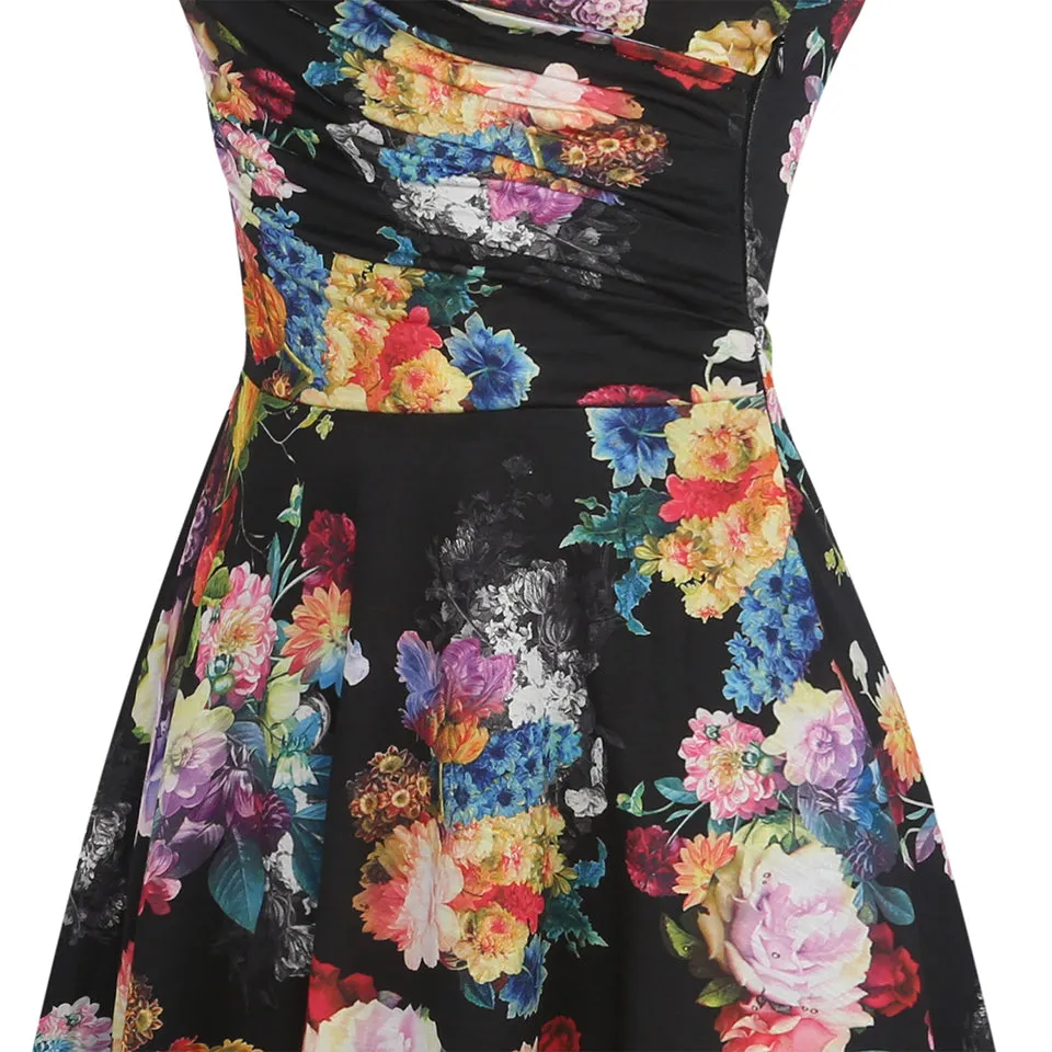 VenusFox Floral Print Short Sleeve Knee Length Dress