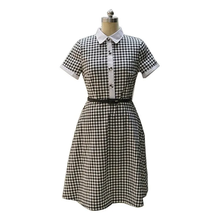 VenusFox Plaid Short Sleeve Above knee Dress