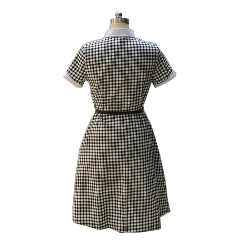 VenusFox Plaid Short Sleeve Above knee Dress