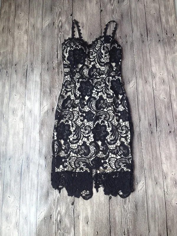 VenusFox White/ Black Sexy Sleeveless Lace Party dress