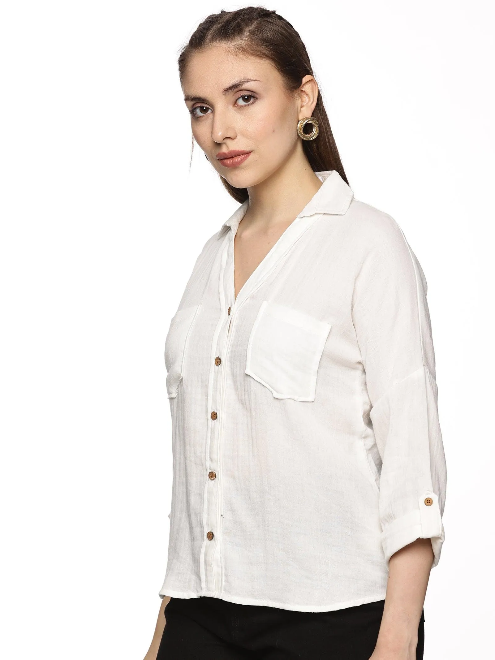 White Double Layered Trendy Cotton Top