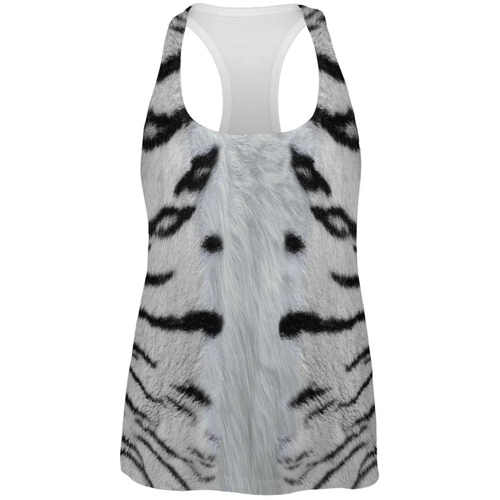 White Siberian Tiger Costume All Over Womens Work Out Tank Top