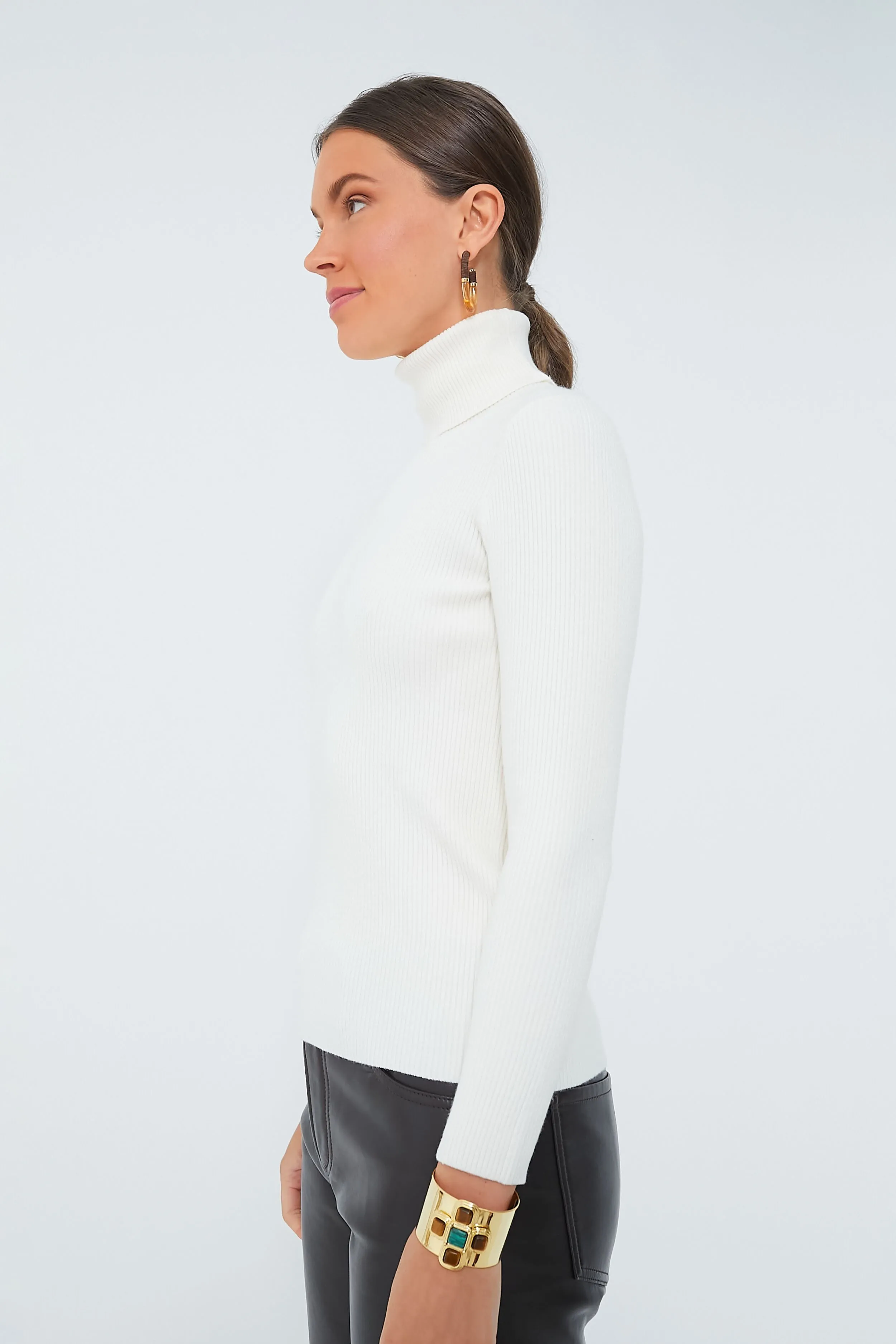 Winter White Arlo Ribbed Turtleneck