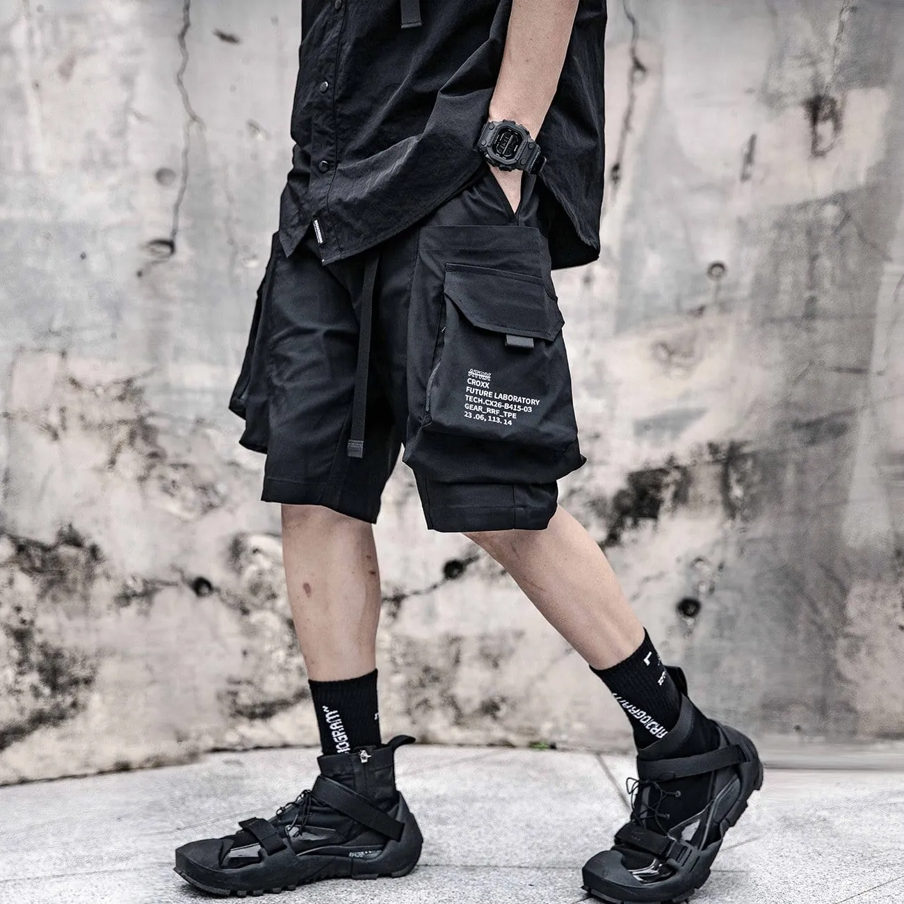 WLS Dark Functional Big Pockets Nylon Shorts